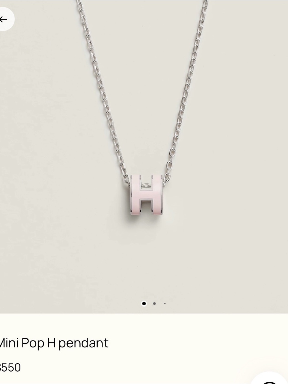 Hermes Silver Necklace with White Enamel H Pendant - Picture 3 of 5